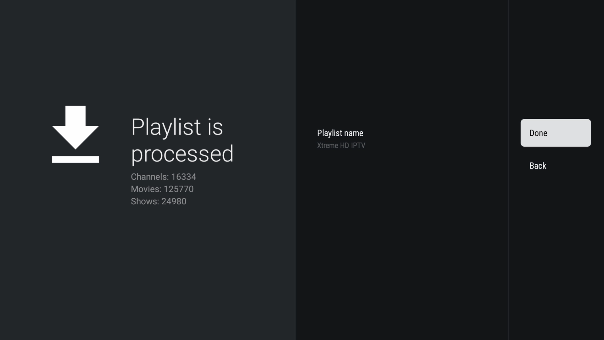 Playlist processed screen
